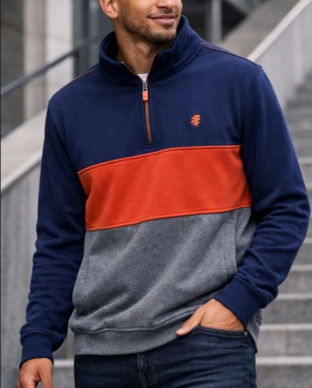 IZOD Advantage Performance Stretch 1/4 Zip Pullover Mens XL Colorblock Navy Red